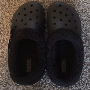 New with tags black lined Crocs, youth 3’s